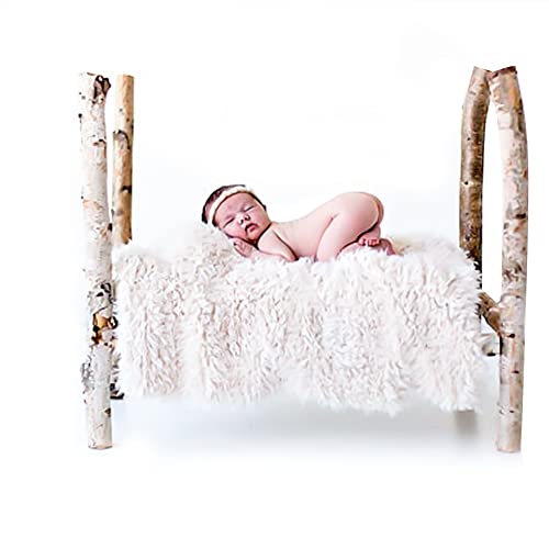 URFEDA Neugeborene Fotografie Requisiten Decke, Weicher Plüsch Baby Wrap, DIY Neugeborenen Foto Requisiten Prop Wrap für Baby Fotografie Taufe, 160 cm x 100 cm, Weiß von URFEDA