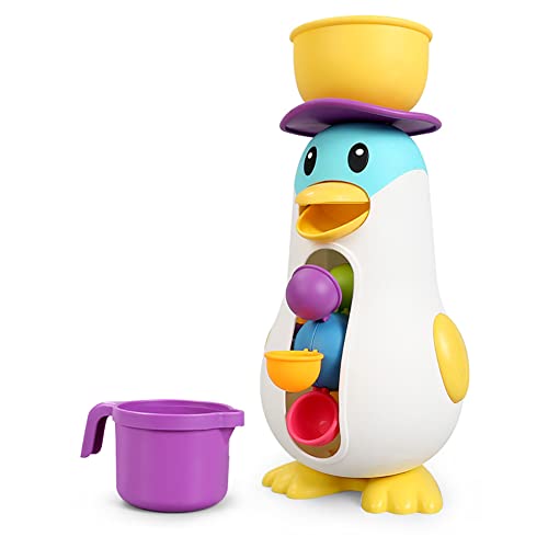 URFEDA Pinguin Wasserrad Badewanne Planschbecken Windmühle Baby Badespielzeug Pinguin Duschkopf Wasserspielbecken Spielzeugwanne für Kleinkinder von URFEDA