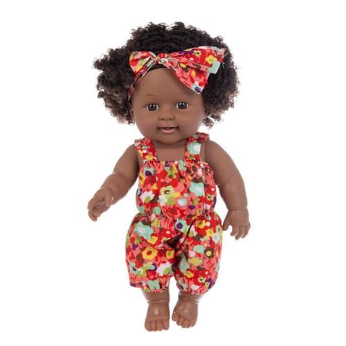 URFEDA Reborn Puppe Schwarze Puppe mit haaren 12 Zoll Afrikanische Puppe für Kinder Lebensechte Weich Realistisches Silikon Baby Puppe Neugeborenes Puppen Mädchen Schwarze Haut Babypuppen Spielzeug von URFEDA