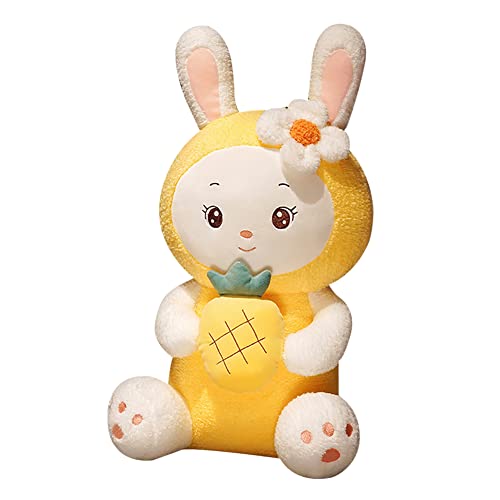 URFEDA Süße Hase Kuscheltier Plüschtier Obst Hase Plüsch Spielzeug Weiches Stofftier Puppe Dekokissen Heim Schlafzimmer Dekoration Niedlich Kopfkissen Sofakissen für Erwachsene Kinder Gelb 30CM von URFEDA