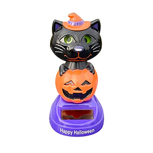 URFEDA Halloween Wackelkopf Tanzfigur Solarbetrieben Auto Armaturenbrett Dekofigur Spielzeug Katze von URFEDA