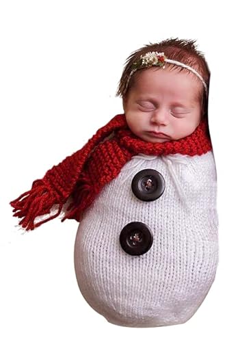 Weihnachten Baby Neugeborene Fotokleidung, Niedlich Baby Stricken Kostüme Fotografie Requisiten, Baby Mädchen Jungen Fotoshooting Accessoires, Baby Foto Requisiten Outfits für 0-6 monate, Schneemann von URFEDA