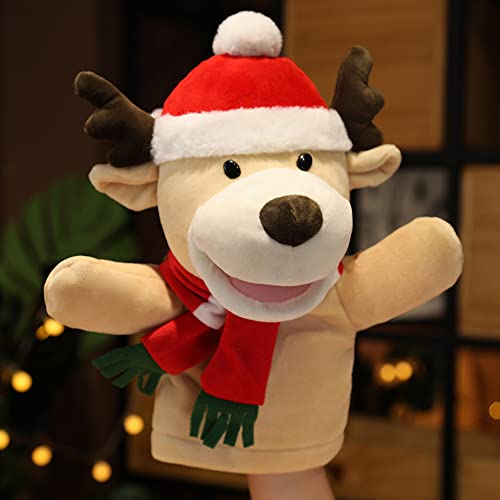 Weihnachts-Handpuppen Weihnachtsmann Rentier Schneemann Handpuppen Spielzeug Xmas Santa Plush Doll Soft Toy for Kids with Movable Open Mouth for Storytelling Teaching Presschool Rollenspiel von URFEDA