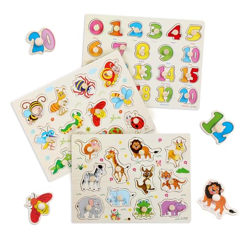 URHRHU 3 Stück Holzpuzzle Tiere Insekten Zahlen Baby Spielzeug Puzzle ab 1 2 3 Jahre Montessori Spielzeug Steckpuzzle Holz mit Holzknöpfen Greifpuzzle Lernspielzeug für Jungen Mädchen Kindergeschenke URHRHU 3 Stück Holzpuzzle Tiere Insekten Zahlen Baby Spielzeug Puzzle ab 1 2 3 Jahre Montessori Spielzeug Steckpuzzle Holz mit Holzknöpfen Greifpuzzle Lernspielzeug für Jungen Mädchen Kindergeschenke von URHRHU