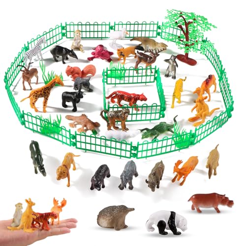 URHRHU 53 Stück Zoo Tiere Figuren Set Miniatur Wildtiere Plastiktiere Waldtiere Dschungeltiere Figuren Spielzeug Löwe Tiger Elefant Reh und mehr mit Zaun Lernspielzeug Geschenke für Kinder ab 3 Jahren URHRHU 53 Stück Zoo Tiere Figuren Set Miniatur Wildtiere Plastiktiere Waldtiere Dschungeltiere Figuren Spielzeug Löwe Tiger Elefant Reh und mehr mit Zaun Lernspielzeug Geschenke für Kinder ab 3 Jahren von URHRHU