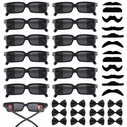 URHRHU Detektiv Set 12 Stück Agentenbrillen Kinder mit Bärten Fliegen - Agent Spy Rückansicht Brille Lustige Partybrillen Detektiv Ausrüstung für Kinder Erwachsene Mitgebsel Geburtstag Kostüm-Party URHRHU Detektiv Set 12 Stück Agentenbrillen Kinder mit Bärten Fliegen - Agent Spy Rückansicht Brille Lustige Partybrillen Detektiv Ausrüstung für Kinder Erwachsene Mitgebsel Geburtstag Kostüm-Party von URHRHU