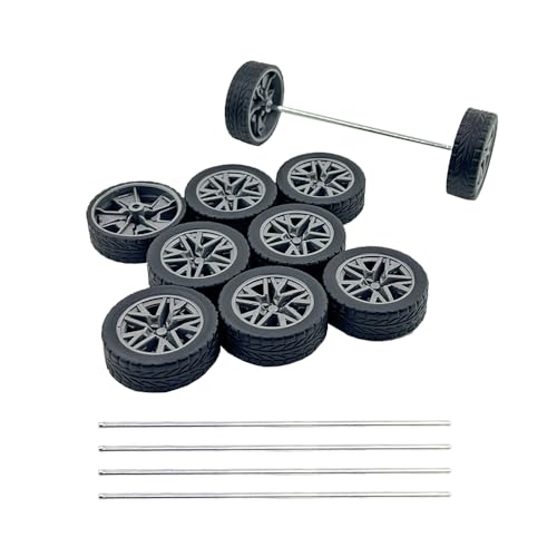 10 Stück Modellauto-Räder, Spielzeug-Auto-Gummi-Reifen, Räder mit Metallschaft, runde Achsen für ferngesteuertes Auto, LKW, Roboter, DIY-Modell, Spielzeugrad, Ersatzzubehör (2,5 x 40 mm) von URIMPAVIDO