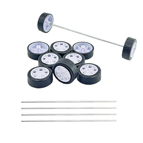 10 kleine Spielzeug-Autoräder, 24 mm, Modellauto, Gummi-Reifen, Räder mit 5 runden Achsen für ferngesteuertes Auto, LKW, Roboter, DIY-Modell, Spielzeug, Autoräder, Ersatzzubehör (2 x 24 mm) von URIMPAVIDO
