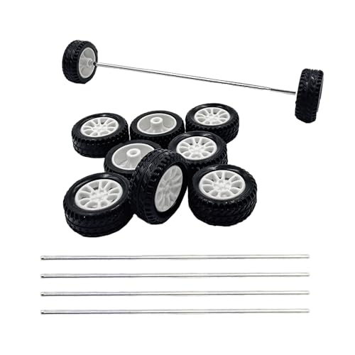 10 x Spielzeug-Autoräder, 20 mm, Gummireifen mit 5 runden Achsen für DIY-Modell, Spielzeug, ferngesteuertes Auto-Zubehör (2 x 20 mm) von URIMPAVIDO