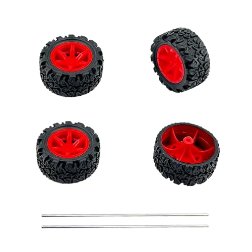 Spielzeug-Autoräder, 39 mm, Gummi-Reifen, Räder mit Metallschaft, runde Stangenachsen für ferngesteuertes Auto, LKW, Roboter, DIY-Modell, Spielzeugbau, Zubehör, Rot, 4 Stück Spielzeug-Autoräder, 39 mm, Gummi-Reifen, Räder mit Metallschaft, runde Stangenachsen für ferngesteuertes Auto, LKW, Roboter, DIY-Modell, Spielzeugbau, Zubehör, Rot, 4 Stück von URIMPAVIDO