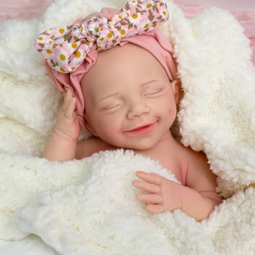 Lebensechtes 43 cm großes Reborn-Baby-Mädchen aus Silikon – 2,7 kg schwere, schlafende, lächelnde Puppe, hochwertiges Platinmaterial, badefest und nicht klebend, zum Sammeln, Verschenken und Spielen Lebensechtes 43 cm großes Reborn-Baby-Mädchen aus Silikon – 2,7 kg schwere, schlafende, lächelnde Puppe, hochwertiges Platinmaterial, badefest und nicht klebend, zum Sammeln, Verschenken und Spielen von URMLHNRZ