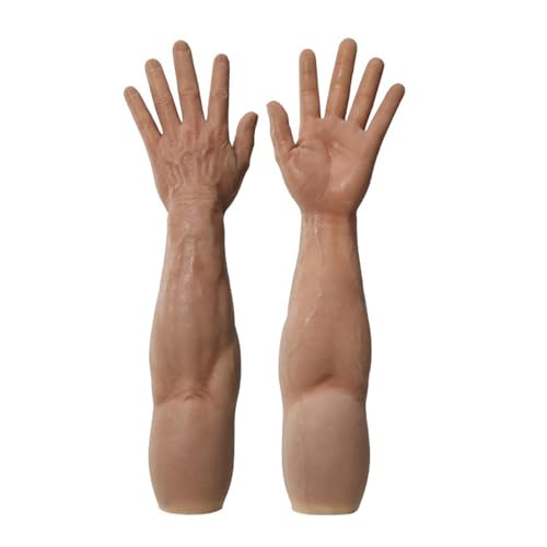 Realistische Silikonhandschuhe für Männer, Muskelarme, Prothesenhände, Ärmelabdeckung für Cosplay und Narben (Caucasian) von URMLHNRZ