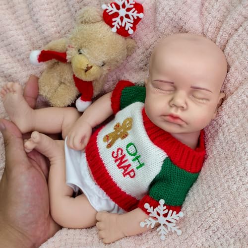 URMLHNRZ 13" Reborn-Babypuppe aus Vollsilikon, Mädchen – realistisches Neugeborenes, handgefertigte lebensechte Babypuppe aus Silikon, waschbar, Kinder URMLHNRZ 13" Reborn-Babypuppe aus Vollsilikon, Mädchen – realistisches Neugeborenes, handgefertigte lebensechte Babypuppe aus Silikon, waschbar, Kinder von URMLHNRZ