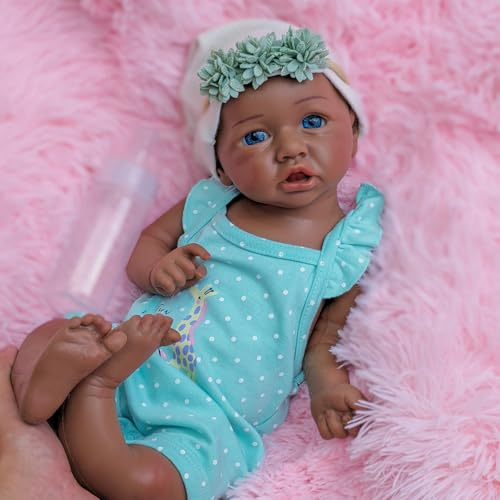 17 Zoll große, Schwarze Reborn-Babypuppe aus Silikon, Vollsilikonkörper, ältere Menschen. von URMLHNRZ