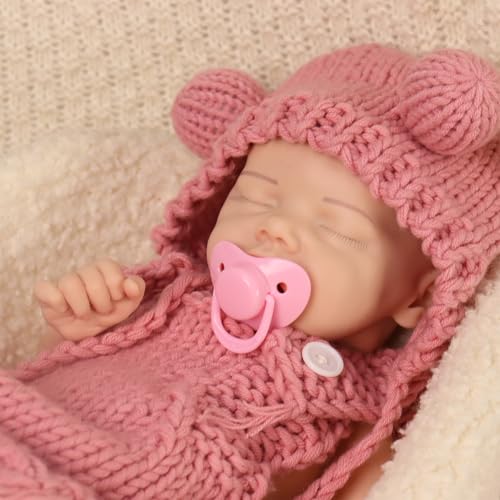 URMLHNRZ 17 Zoll große Reborn-Babypuppen aus Ganzkörpersilikon, realistische Neugeborenenpuppen mit geschlossenen Augen, handgefertigtes süßes Mädchen im echten Leben für 3+ (Painted,#1) von URMLHNRZ
