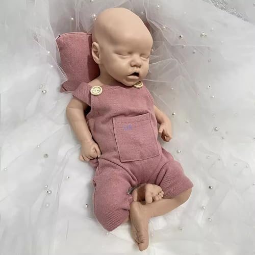 URMLHNRZ 17 Zoll große Reborn-Babypuppen aus Ganzkörpersilikon, realistische Neugeborenenpuppen mit geschlossenen Augen, handgefertigtes süßes Mädchen im echten Leben für 3+ (unpainted,#1) von URMLHNRZ