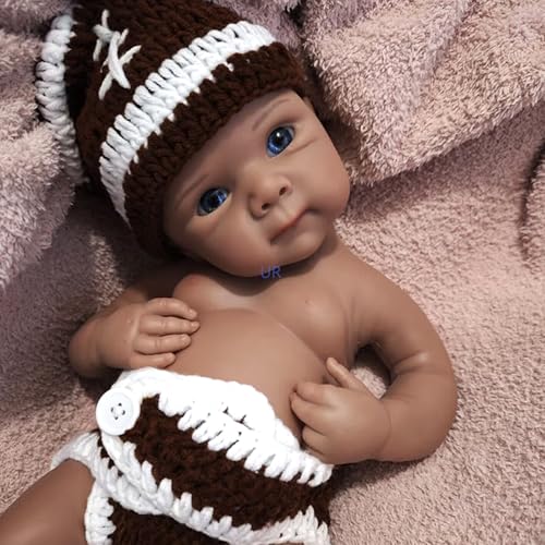 URMLHNRZ 19-Zoll-Reborn-Babypuppe aus Silikon für Mädchen – Schwarze, realistische Ganzkörper-Babypuppe aus Silikon, echtes Neugeborenes, weiches, anatomisch korrektes Sammlergeschenk (Schwarz) von URMLHNRZ