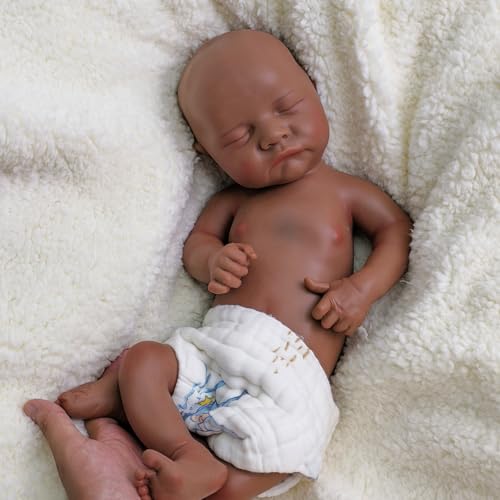 URMLHNRZ Ganzkörper-Babypuppe Junge aus schlafendem Platin-Silikon, 45,7 cm, realistische Schwarze Reborn-Neugeborenenpuppe für Kinder, lebensechtes, echtes Babygefühl URMLHNRZ Ganzkörper-Babypuppe Junge aus schlafendem Platin-Silikon, 45,7 cm, realistische Schwarze Reborn-Neugeborenenpuppe für Kinder, lebensechtes, echtes Babygefühl von URMLHNRZ