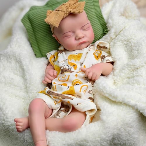 URMLHNRZ Ganzkörper-Babypuppe Junge aus schlafendem Platin-Silikon, 45,7 cm, realistische Wiedergeborene Neugeborenenpuppe für Kinder, lebensechtes, echtes Babygefühl URMLHNRZ Ganzkörper-Babypuppe Junge aus schlafendem Platin-Silikon, 45,7 cm, realistische Wiedergeborene Neugeborenenpuppe für Kinder, lebensechtes, echtes Babygefühl von URMLHNRZ