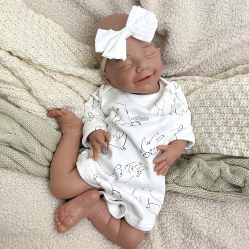 URMLHNRZ Lebensechte 43 cm Reborn Baby Girl Silikonpuppe - Schlafende, lächelnde Puppe, realistisches schwarzes Baby, hochwertiges Platinmaterial, zum Sammeln, Verschenken und Spielen URMLHNRZ Lebensechte 43 cm Reborn Baby Girl Silikonpuppe - Schlafende, lächelnde Puppe, realistisches schwarzes Baby, hochwertiges Platinmaterial, zum Sammeln, Verschenken und Spielen von URMLHNRZ