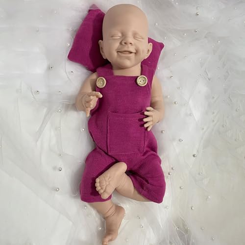 URMLHNRZ Realistische Reborn-Babypuppe, 17 Zoll, kompletter Silikonkörper, Keine Vinylpuppen, lebensechtes Lächeln, Babymädchen mit geschlossenen Augen, für Kinder ab 3 Jahren (unpainted,#1) von URMLHNRZ