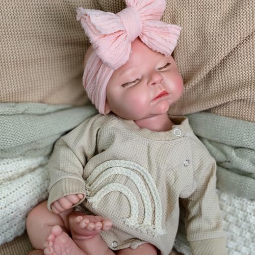 URMLHNRZ Realistisches 18-Zoll-Ganzkörper-Silikon-Schlafbaby, lebensechte Reborn-Babypuppen aus Silikon, weicher, Dicker Junge, handbemalte Neugeborene mit lebensechten Körperdetails für Kinder URMLHNRZ Realistisches 18-Zoll-Ganzkörper-Silikon-Schlafbaby, lebensechte Reborn-Babypuppen aus Silikon, weicher, Dicker Junge, handbemalte Neugeborene mit lebensechten Körperdetails für Kinder von URMLHNRZ
