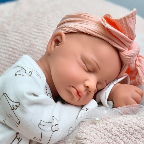 URMLHNRZ Reborn-Baby aus Vollsilikon, 50,8 cm, hellbraune Haut, realistische schlafende Silikonpuppe, lebensechtes und anatomisch korrektes Neugeborenes, Geschenk für Kinder und Sammler URMLHNRZ Reborn-Baby aus Vollsilikon, 50,8 cm, hellbraune Haut, realistische schlafende Silikonpuppe, lebensechtes und anatomisch korrektes Neugeborenes, Geschenk für Kinder und Sammler von URMLHNRZ