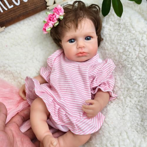 URMLHNRZ Reborn-Babypuppen, 33 cm, aus Platin-Silikon, lebensecht, handgefertigt, bemalt, anatomisch korrekt, für Kinder von URMLHNRZ