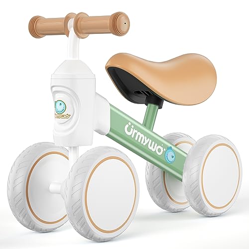 URMYWO Kinder Laufrad ab 1 Jahr, Lauflernrad Spielzeug für 10-24 Monate Baby, Erstes Fahrrad ohne Pedal mit 4 Rädern für Jungen und Mädchen, Kleinkinder Erste Geburtstag Geschenk (Grün) von URMYWO