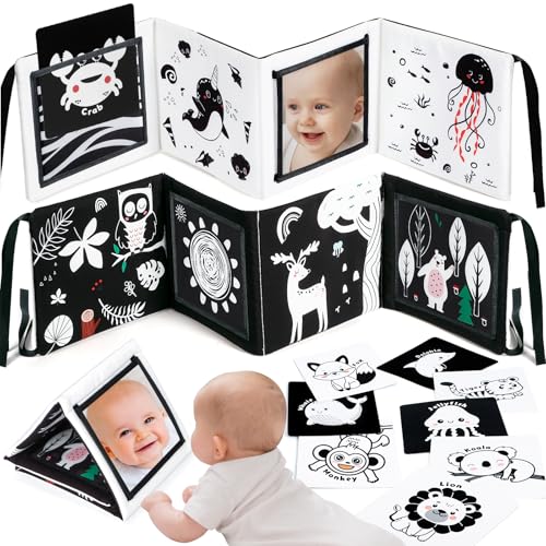 URMYWO Kontrastkarten Baby, Schwarz Weiß Doppelseitig Baby Stoffbuch (Schwarz und Weiß, WLC01) URMYWO Kontrastkarten Baby, Schwarz Weiß Doppelseitig Baby Stoffbuch (Schwarz und Weiß, WLC01) von URMYWO