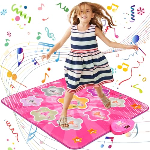 URMYWO Tanzmatte Spielzeug für Kinder ab 3 4 5 6 7 8 Jahre,Musik-Tanz-Spielmatte mit LED-Lichtern,7 Spielmodi, eingebaute Musik,Tanzspiel Weihnachten Geburtstags Geschenke Kinderspielzeug von URMYWO