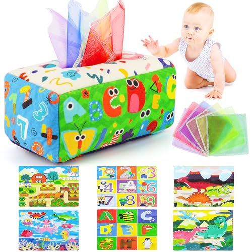 URMYWO Baby Spielzeug 6 Monate,Tissue Box Spielzeug - Montessori - Sensorik, Kontrast BabySpielzeug 0 6 12 Monate, Junge Mädchen Kinder Frühes Lernspielzeug Baby Geschenk von URMYWO