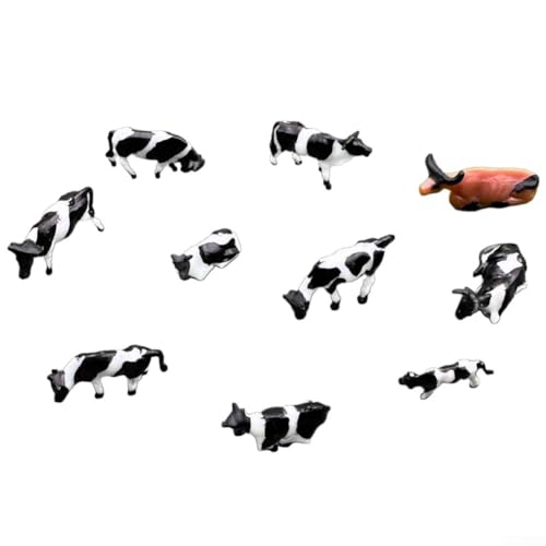 URPIZY Bauernhoftier-Figuren-Spielzeug-Set, 10 Stück, 1:75, bemalte Modellkühe und Figuren für HO-Maßstab, Modellbahn, Landschaft, Miniatur-Landschaft für DIY-Modellbau (Pferd) von URPIZY