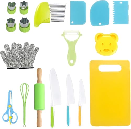URRANEE Montessori-Küchenwerkzeuge, 18-teiliges sicheres Messer, Kochset, Kleinkindmesser, Kindermesser für echtes Kochen URRANEE Montessori-Küchenwerkzeuge, 18-teiliges sicheres Messer, Kochset, Kleinkindmesser, Kindermesser für echtes Kochen von URRANEE