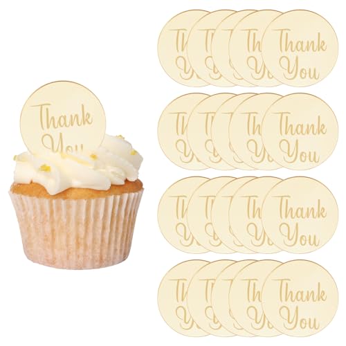 URROMA Cupcake-Aufsätze aus Acryl, goldfarben, rund, mit Aufschrift "Thank You", Spiegel-Acryl-Kuchenspieße, Acryl, Kuchendekoration, Hochzeit, Geburtstag, Party, 20 Stück, Stil 3 URROMA Cupcake-Aufsätze aus Acryl, goldfarben, rund, mit Aufschrift "Thank You", Spiegel-Acryl-Kuchenspieße, Acryl, Kuchendekoration, Hochzeit, Geburtstag, Party, 20 Stück, Stil 3 von URROMA