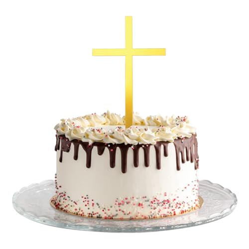URROMA Cupcake-Topper mit goldenem Kreuz, 20 Stück, Kreuz-Kuchenaufsätze, Kuchendekoration für Geburtstag, Babyparty, Party-Dekorationen von URROMA
