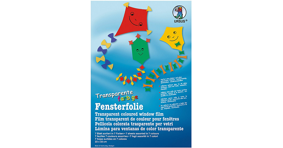 Fensterfolie transparent 23 x 33 cm, 7 Blatt Fensterfolie transparent 23 x 33 cm, 7 Blatt von URSUS
