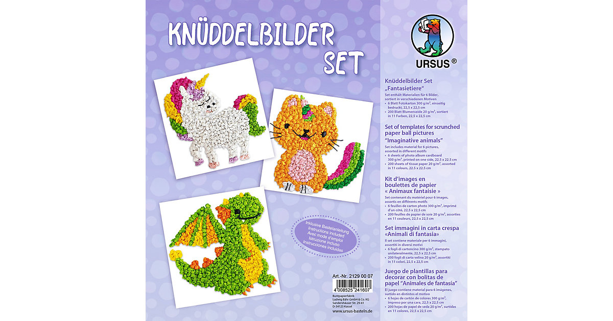 "KNÜDDELBILDER SET ""FANTASIETIERE""" bunt "KNÜDDELBILDER SET ""FANTASIETIERE""" bunt von URSUS