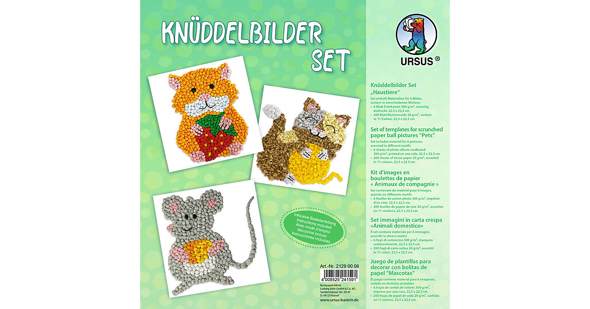 "KNÜDDELBILDER SET ""HAUSTIERE""" grün "KNÜDDELBILDER SET ""HAUSTIERE""" grün von URSUS