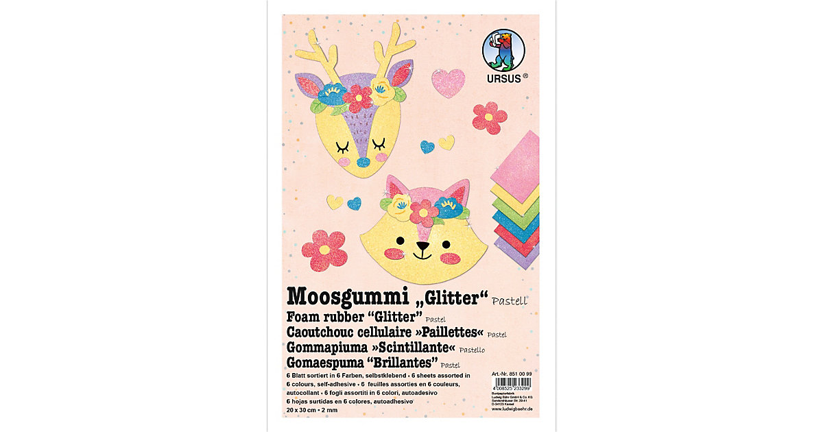 Moosgummi Glitter Pastell von URSUS
