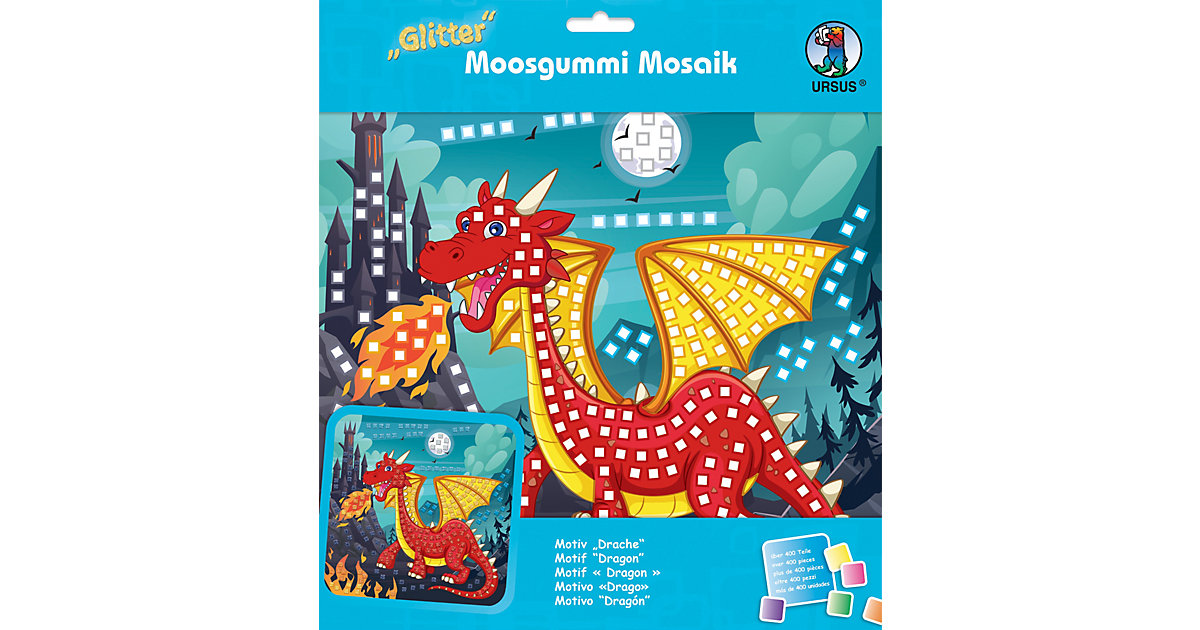 "Moosgummi Mosaik Glitter ""Drache""  25x25cm" bunt Modell 1 von URSUS