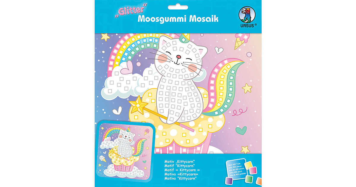 "Moosgummi Mosaik Glitter ""Kittycorn"" 25x25cm" bunt von URSUS