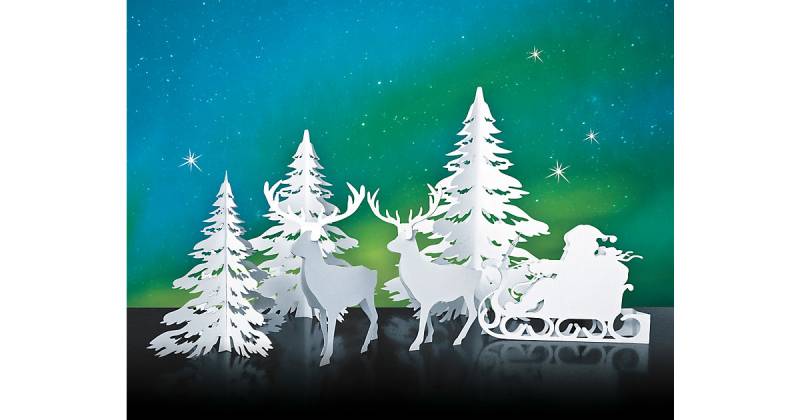 "Winterliches Bastel-Set ""Santa´s Schlitten"", 24,8x32,5cm" blau/weiß von URSUS