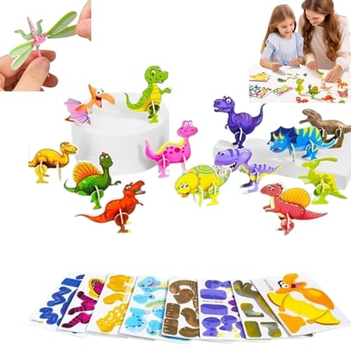 URWEIGH 2024 Pädagogisches 3D-Cartoon-Puzzle, 25-teiliges Pädagogisches 3D-Cartoon-Puzzle, Ally Pocket 3D-Puzzles, 3D-Puzzles Für Kinder, 3D-Puzzles, Cartoon-Lernspielzeug (Dinosaurier) von URWEIGH