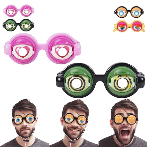 URWEIGH Crazy Eyes-Brille, Crazy Big Eyeball-Brille Für Kinder, Neuartige Schüttelnde Riesenbrille, Lustige Brille Für Erwachsene, Lustiges Brillen-Streichspielzeug (Rosa+Grün) von URWEIGH