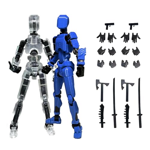 URWEIGH Tit13 Actionfigur, 3D-gedruckte Actionfigur, Mehrgelenkige Actionfiguren, Roboterspielzeug Mit Voller Beweglichkeit Für Stop-Motion-Animation, Desktop-Dekorationen (blau+transparent) von URWEIGH
