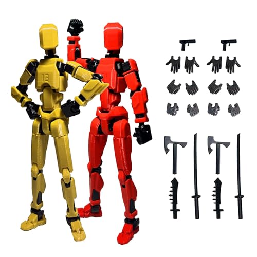 URWEIGH Tit13 Actionfigur, 3D-gedruckte Actionfigur, Mehrgelenkige Actionfiguren, Roboterspielzeug Mit Voller Beweglichkeit Für Stop-Motion-Animation, Desktop-Dekorationen (gelb+rot) von URWEIGH