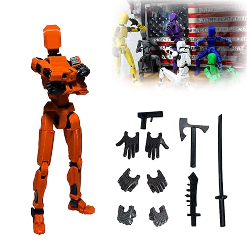 URWEIGH Tit13 Actionfigur, 3D-gedruckte Actionfigur, Mehrgelenkige Actionfiguren, Roboterspielzeug Mit Voller Beweglichkeit Für Stop-Motion-Animation, Desktop-Dekorationen (orange) von URWEIGH