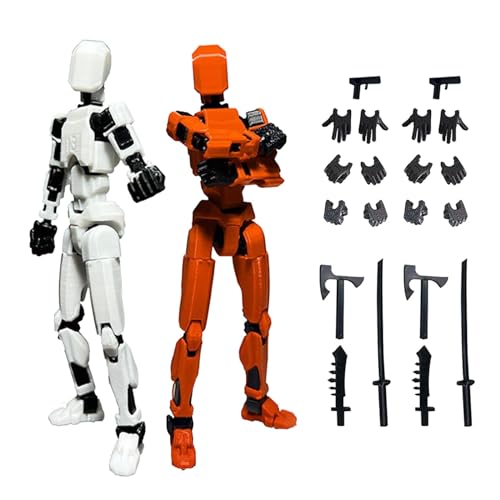URWEIGH Tit13 Actionfigur, 3D-gedruckte Actionfigur, Mehrgelenkige Actionfiguren, Roboterspielzeug Mit Voller Beweglichkeit Für Stop-Motion-Animation, Desktop-Dekorationen (orange+weiß) von URWEIGH
