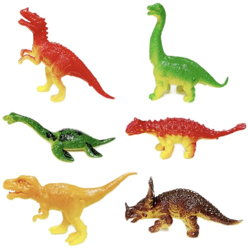 6 Stück Mini Dinosaurier Spielzeug,Dinosaurier Kunststoff Spielzeug Modell,Realistische Kleine Dinosaurier Figur, Kinder Dinosaurier-Modell Mini-Dinosaurier-Puppe pädagogische Dinosaurier Lieferungen von URacon